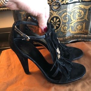 Gucci suede tassel sandals size 8